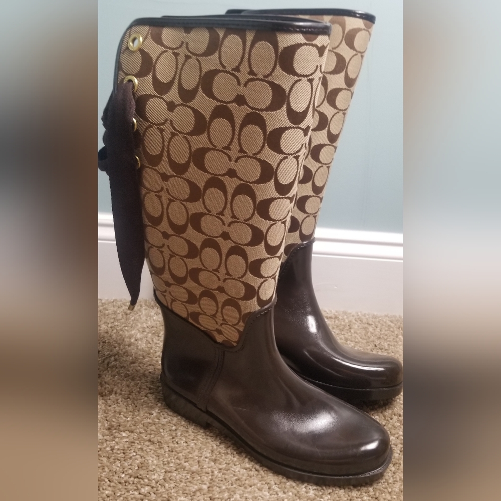NEW...NEVER WORN .Coach Brown and Tan Women's Boots